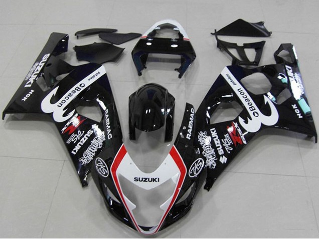 Carénages Moto Suzuki GSXR 750 2004-2005 - Noir Brillant Blanc Rouge Balise