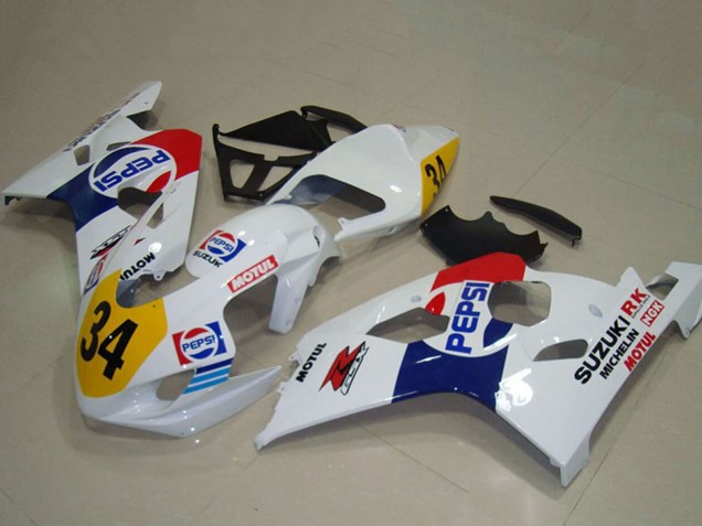 Carénages Moto Suzuki GSXR 750 2004-2005 - Blanc Bleu Rouge Jaune Pepsi 34