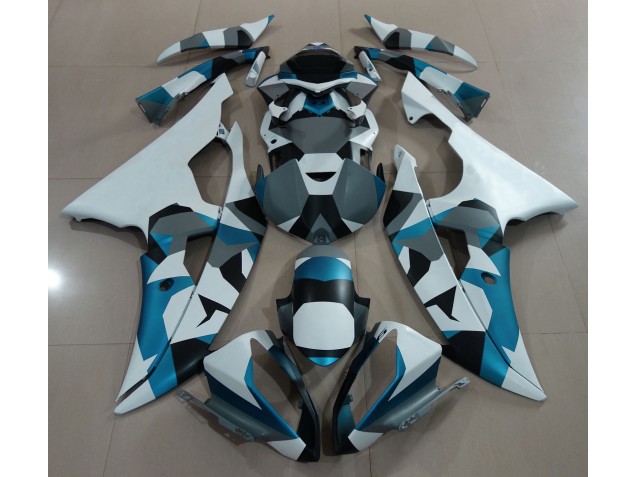 Neige Bleu Glacier Camo 2008-2016 Yamaha R6 Carénage Moto Neige Bleu Glacier Camo 2008-2016 Yamaha R6 Carénage Moto