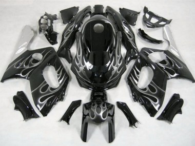 Noir & Argent Flamme 1998-2007 Yamaha YZF600 Carénage Moto