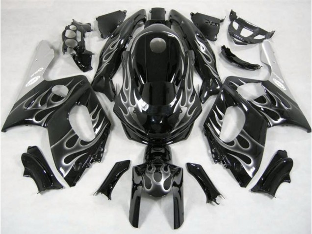 Noir & Argent Flamme 1998-2007 Yamaha YZF600 Carénage Moto Noir & Argent Flamme 1998-2007 Yamaha YZF600 Carénage Moto