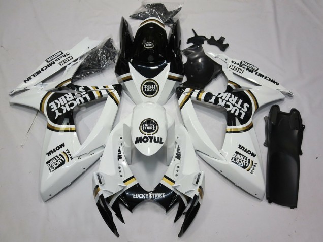 Noir Blanc Lucky Strike 2006-2007 Suzuki GSXR 600-750 Carénage Moto Noir Blanc Lucky Strike 2006-2007 Suzuki GSXR 600-750 Carénage Moto