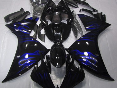 Noir & Bleu Flamme 2009-2011 Yamaha R1 Carénage Moto