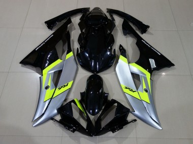 Noir Brillant & Argent 2008-2016 Yamaha R6 Carénage Moto