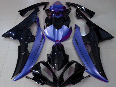 Noir Brillant & Bleu Clair 2008-2016 Yamaha R6 Carénage Moto