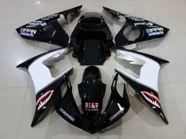 Noir Brillant & Logos 2006-2007 Yamaha R6 Carénage Moto