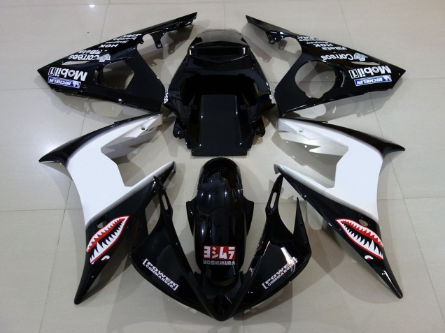Noir Brillant & Logos 2006-2007 Yamaha R6 Carénage Moto Noir Brillant & Logos 2006-2007 Yamaha R6 Carénage Moto