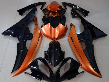 Noir Brillant & Orange Clair 2008-2016 Yamaha R6 Carénage Moto