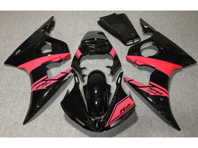 Noir Brillant & Rouge 2003-2004 Yamaha R6 Carénage Moto Noir Brillant & Rouge 2003-2004 Yamaha R6 Carénage Moto