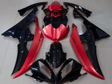 Noir Brillant & Rouge Bonbon 2008-2016 Yamaha R6 Carénage Moto