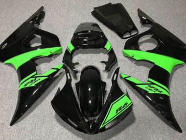 Noir Brillant & Vert 2003-2004 Yamaha R6 Carénage Moto