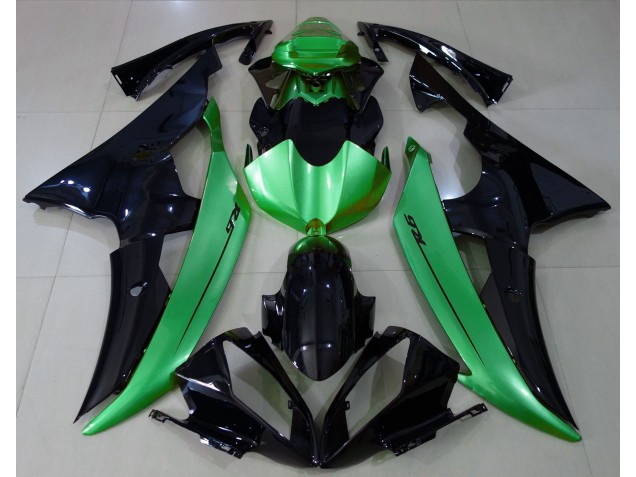 Noir Brillant & Vert Clair 2008-2016 Yamaha R6 Carénage Moto