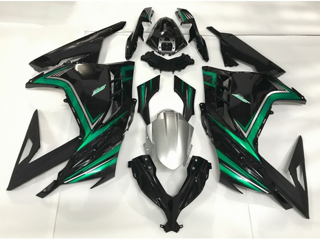 Noir Brillant & Vert Émeraude 2013-2018 Kawasaki Ninja 300 Carénage Moto Noir Brillant & Vert Émeraude 2013-2018 Kawasaki Ninja 300 Carénage Moto