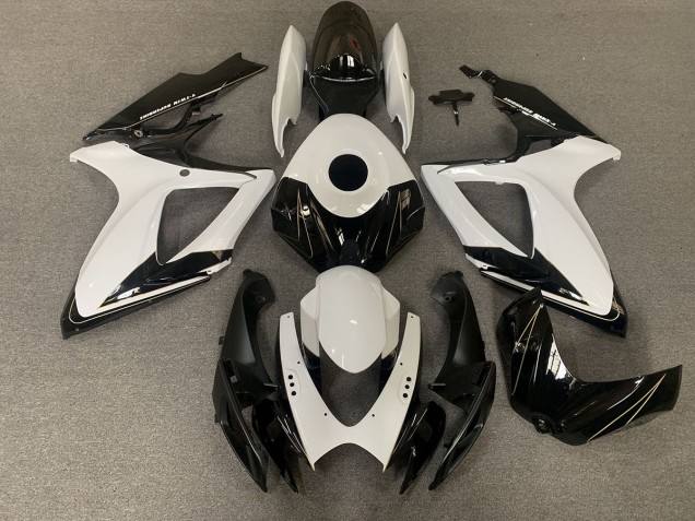Noir Mat & Blanc Brillant 2006-2007 Suzuki GSXR 600-750 Carénage Moto Noir Mat & Blanc Brillant 2006-2007 Suzuki GSXR 600-750 Carénage Moto