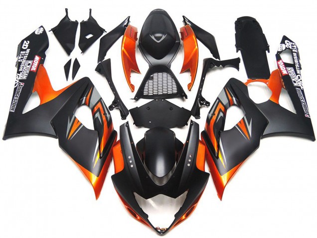 Noir Mat & Brillant Personnalisé & Orange 2005-2006 Suzuki GSXR 1000 Carénage Moto Noir Mat & Brillant Personnalisé & Orange 2005-2006 Suzuki GSXR 1000 Carénage Moto