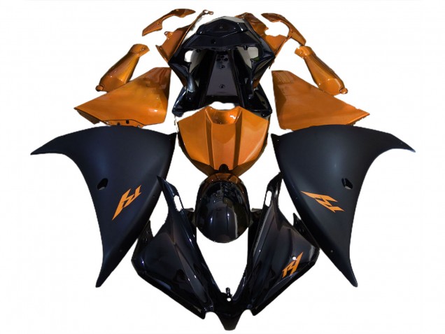Noir Mat & Orange 2012-2014 Yamaha R1 Carénage Moto