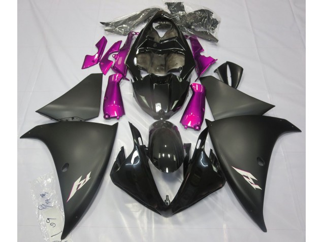 Noir Mat & Rose 2009-2011 Yamaha R1 Carénage Moto