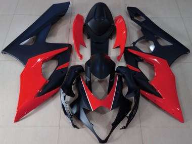 Noir Mat & Rouge 2005-2006 Suzuki GSXR 1000 Carénage Moto