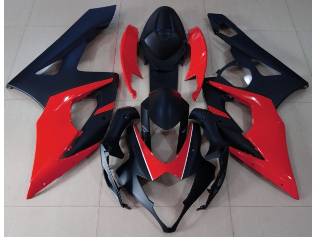 Noir Mat & Rouge 2005-2006 Suzuki GSXR 1000 Carénage Moto Noir Mat & Rouge 2005-2006 Suzuki GSXR 1000 Carénage Moto