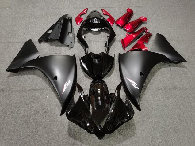 Noir Mat & Rouge 2009-2011 Yamaha R1 Carénage Moto Noir Mat & Rouge 2009-2011 Yamaha R1 Carénage Moto