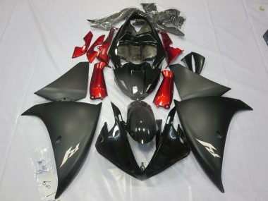 Noir Mat Rouge 2012-2014 Yamaha R1 Carénage Moto