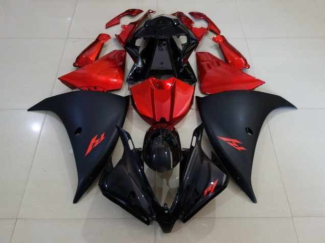Noir Mat & Rouge Feu 2012-2014 Yamaha R1 Carénage Moto Noir Mat & Rouge Feu 2012-2014 Yamaha R1 Carénage Moto