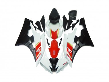 Noir Mat & Rouge Personnalisés Avec Blanc 2006-2007 Yamaha R6 Carénage Moto