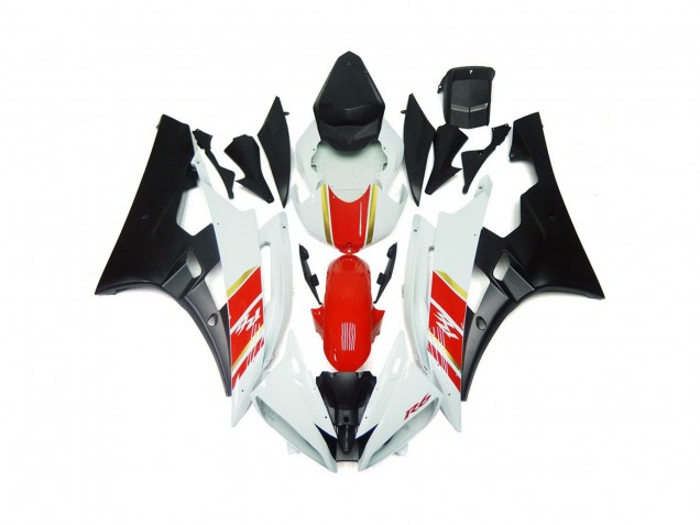 Noir Mat & Rouge Personnalisés Avec Blanc 2006-2007 Yamaha R6 Carénage Moto