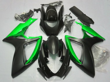 Noir Mat & Vert 2006-2007 Suzuki GSXR 600-750 Carénage Moto