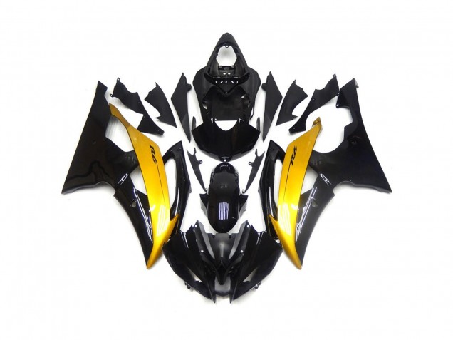 Noir & Or Brillant 2008-2016 Yamaha R6 Carénage Moto Noir & Or Brillant 2008-2016 Yamaha R6 Carénage Moto