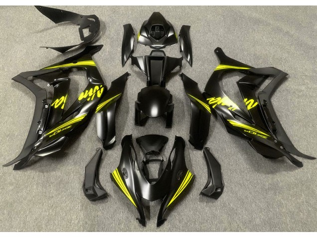 Noir Satiné & Jaune 2016-2019 Kawasaki ZX10R Carénage Moto Noir Satiné & Jaune 2016-2019 Kawasaki ZX10R Carénage Moto