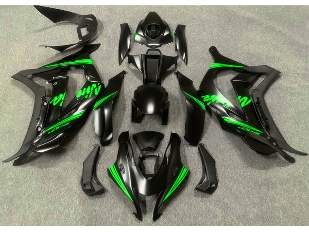 Noir Satiné & Vert 2016-2019 Kawasaki ZX10R Carénage Moto Noir Satiné & Vert 2016-2019 Kawasaki ZX10R Carénage Moto