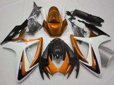 Orange & Blanc Débadgé 2006-2007 Suzuki GSXR 600-750 Carénage Moto