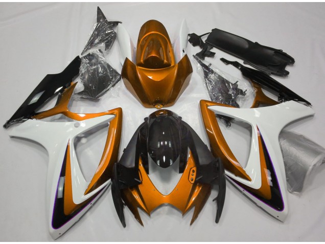 Orange & Blanc Débadgé 2006-2007 Suzuki GSXR 600-750 Carénage Moto Orange & Blanc Débadgé 2006-2007 Suzuki GSXR 600-750 Carénage Moto