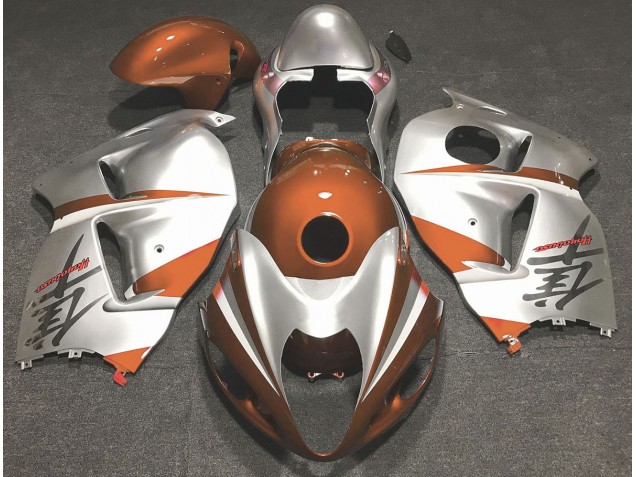 Orange Brillant & Argent 1997-2007 Suzuki GSXR 1300 Carénage Moto Orange Brillant & Argent 1997-2007 Suzuki GSXR 1300 Carénage Moto