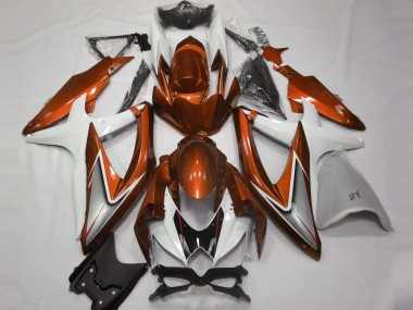 Orange Brillant & Blanc 2008-2010 Suzuki GSXR 600-750 Carénage Moto