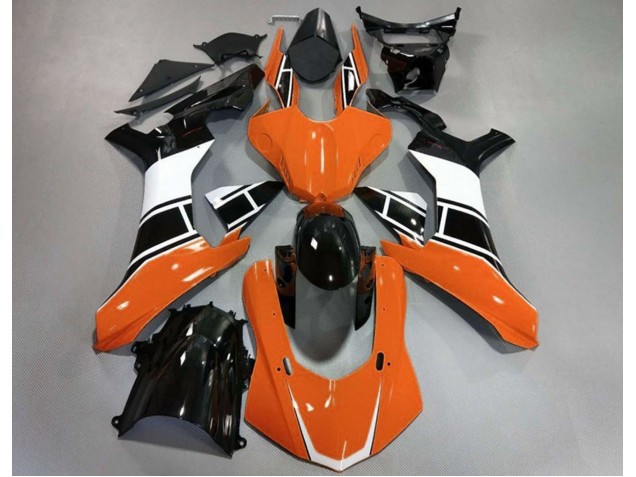 Orange Brillant Blanc & Noir 2015-2019 Yamaha R1 Carénage Moto Orange Brillant Blanc & Noir 2015-2019 Yamaha R1 Carénage Moto