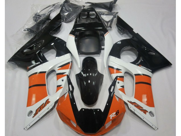 Orange Brillant & Noir 1998-2002 Yamaha R6 Carénage Moto Orange Brillant & Noir 1998-2002 Yamaha R6 Carénage Moto
