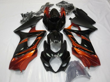 Orange Brûlé & Noir 2007-2008 Suzuki GSXR 1000 Carénage Moto