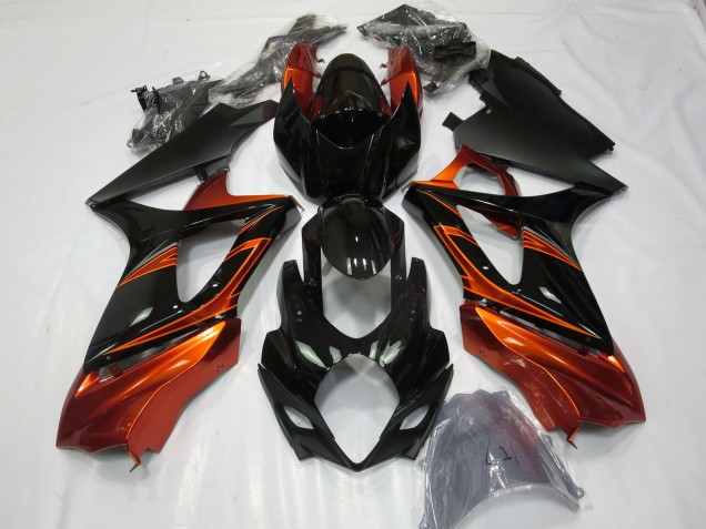 Orange Brûlé & Noir 2007-2008 Suzuki GSXR 1000 Carénage Moto Orange Brûlé & Noir 2007-2008 Suzuki GSXR 1000 Carénage Moto