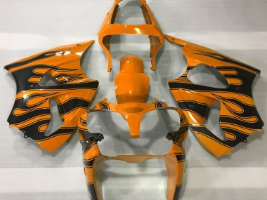Orange & Noir Flamme 2000-2002 Kawasaki ZX6R Carénage Moto