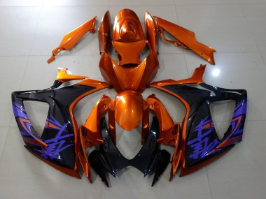 Orange Vif & Noir Brillant 2006-2007 Suzuki GSXR 600-750 Carénage Moto