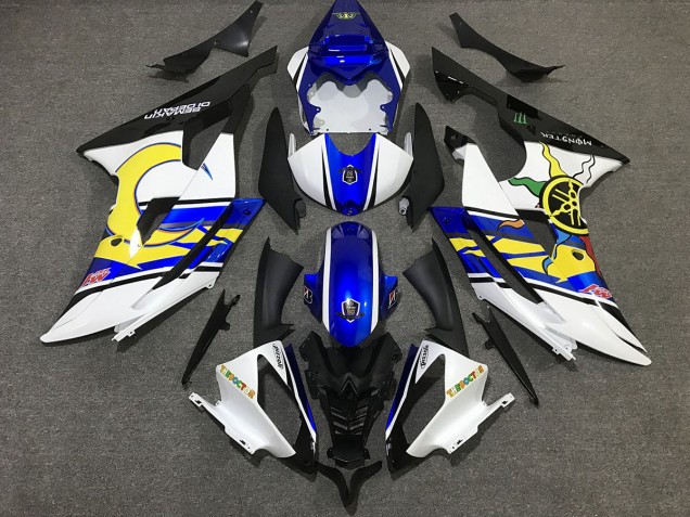 Personnalisé Blanc & Bleu 2008-2016 Yamaha R6 Carénage Moto Personnalisé Blanc & Bleu 2008-2016 Yamaha R6 Carénage Moto