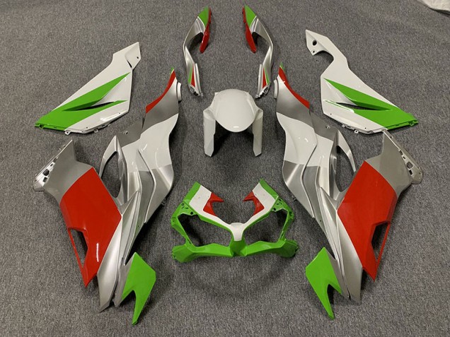 Personnalisé Rouge / Vert & Argent 2019-2023 Kawasaki ZX6R Carénage Moto Personnalisé Rouge / Vert & Argent 2019-2023 Kawasaki ZX6R Carénage Moto