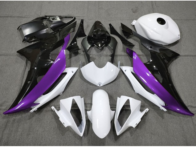 Personnalisé Violet Noir & Blanc 2008-2016 Yamaha R6 Carénage Moto