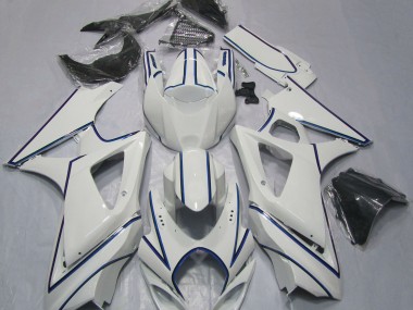 Rayure Pin Bleu Blanc Brillant 2007-2008 Suzuki GSXR 1000 Carénage Moto