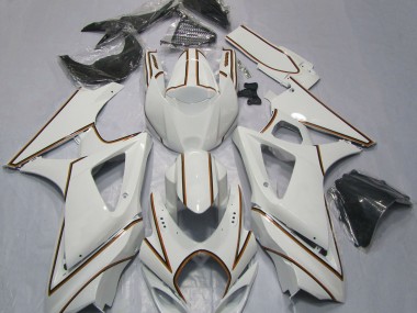 Rayure Épingle Orange Blanc Brillant 2007-2008 Suzuki GSXR 1000 Carénage Moto