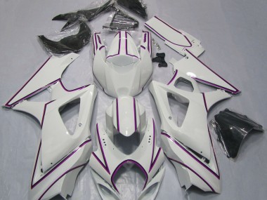 Rayure Épingle Rose Blanc Brillant 2007-2008 Suzuki GSXR 1000 Carénage Moto