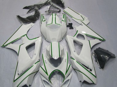 Rayure Épingle Verte Blanc Brillant 2007-2008 Suzuki GSXR 1000 Carénage Moto