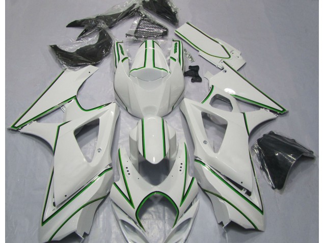 Rayure Épingle Verte Blanc Brillant 2007-2008 Suzuki GSXR 1000 Carénage Moto Rayure Épingle Verte Blanc Brillant 2007-2008 Suzuki GSXR 1000 Carénage Moto